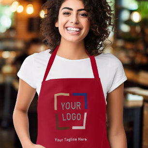 Simple Custom Company Logo personalised red Apron