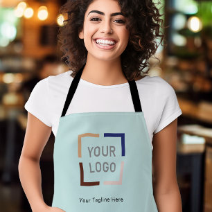 Simple Custom Company Logo personalised turquoise Apron