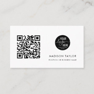 Simple Custom Company Logo QR Code Minimalist Business Card