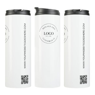 Simple Custom Company Logo QR code website Thermal Tumbler