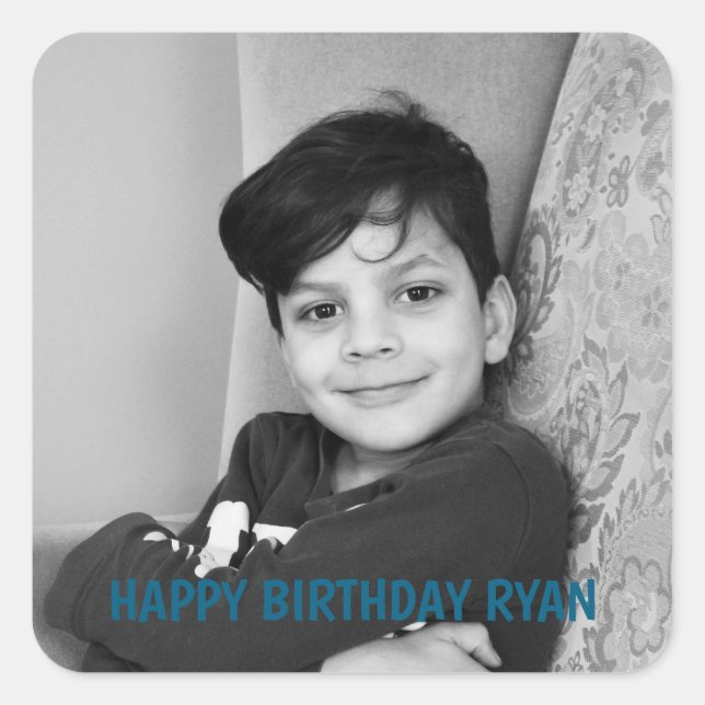 Simple Custom create your own photo and text Square Sticker (Front)