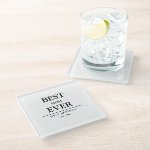 Simple Custom Design Best Mom Ever Mothers Gift Glass Coaster