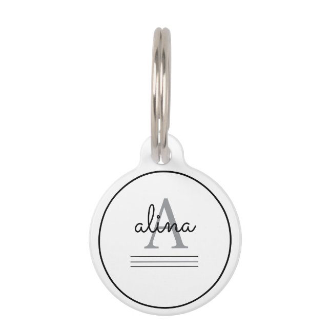 Simple Custom Design Personalise Monogram Pet Tag (Front)