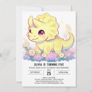 Simple Custom Dinosaur Digital Birthday Invitation