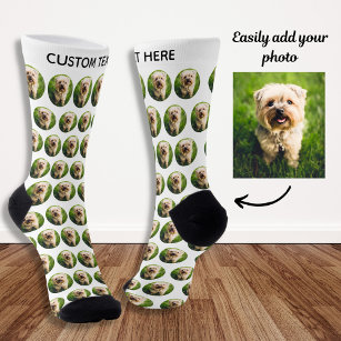Simple Custom Dog Pet Photo Personalised Text Socks