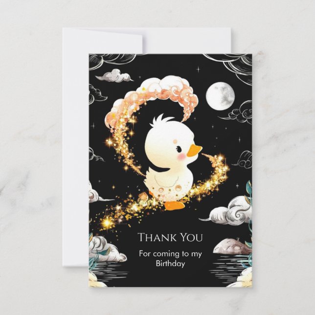 Simple Custom Duck Birthday Thank You Card (Front)