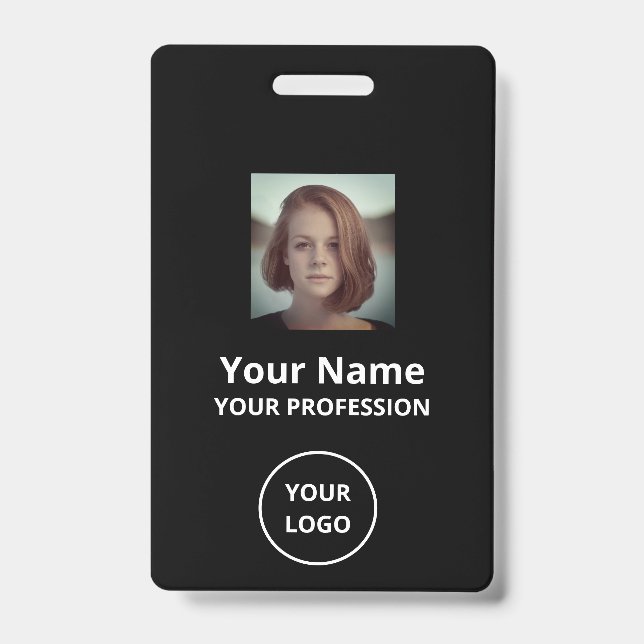 SIMPLE CUSTOM EMPLOYEE NUMBER PHOTO BAR CODE  BADG ID BADGE (Front)
