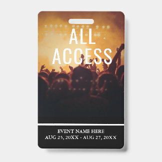 Simple Custom Event All Access VIP Badge ID Badge