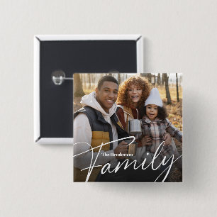 Simple Custom Family Photo 15 Cm Square Badge