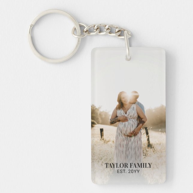 Simple Custom Family Photo & Name Acrylic Keychain (Front)