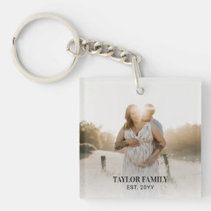 Simple Custom Family Photo & Name Acrylic Keychain