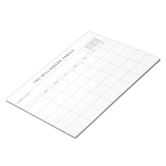 Simple Custom Family Planner Monthly Calendar  Notepad (Angled)
