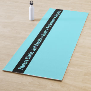 Simple Custom Fitness Text Black & Electric-Blue Yoga Mat