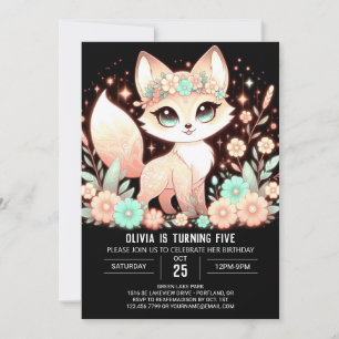 Simple Custom Fox Digital Birthday Invitation