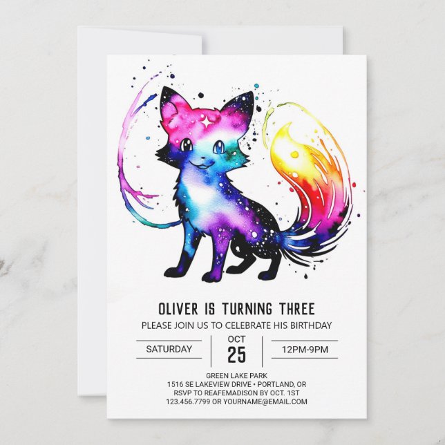 Simple Custom Fox Digital Boy Birthday Invitation (Front)