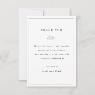 Simple Custom Funeral and Sympathy Thank You Card 