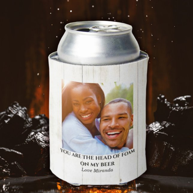 Simple Custom Funny Rustic Love Couple Photo Can Cooler (Creator Uploaded)