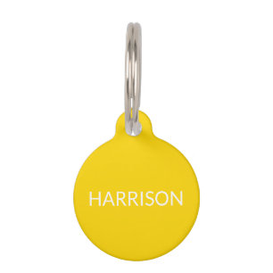 Simple custom golden yellow name dog contact Info Pet Tag