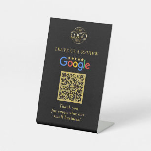 Simple Custom Google Reviews QR Code Business Logo Pedestal Sign
