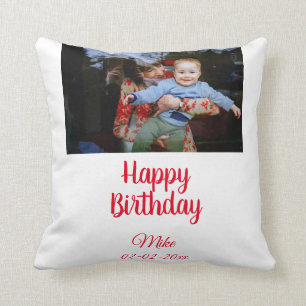 simple custom happy birthday photo  invitation cushion