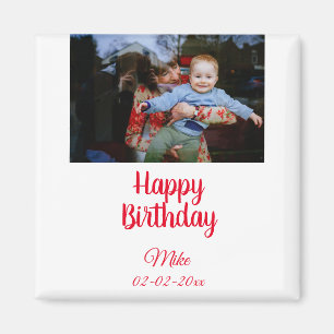 simple custom happy birthday photo invitation magnet