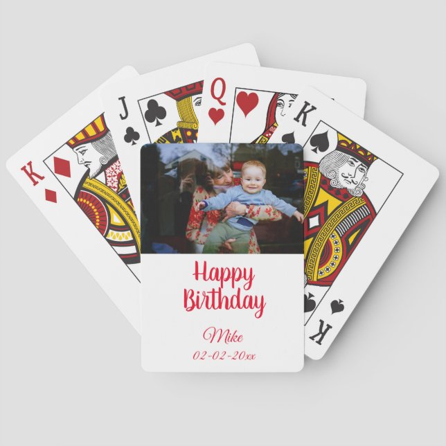 simple custom happy birthday photo  invitation playing cards (Back)