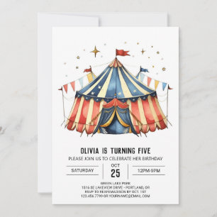 Simple Custom Kids' Circus Birthday Invitation