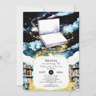 Simple Custom Library Storybook Birthday Invitation