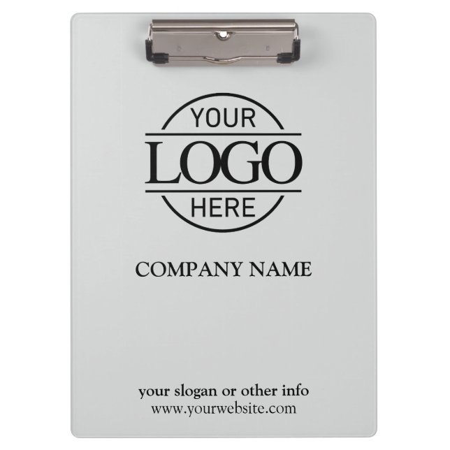 Simple Custom Light Grey Company Business Logo Clipboard (Front)