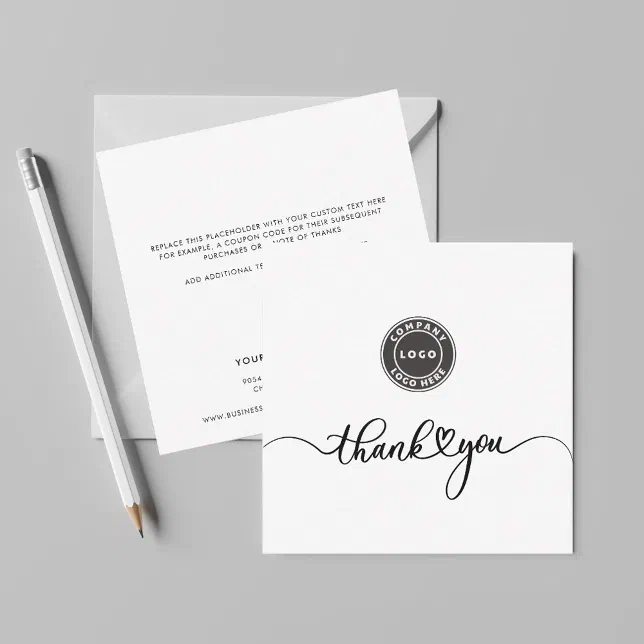 Simple Custom Logo and Business Thank You Card | Zazzle