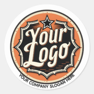 Simple Custom Logo and Text Business Classic Round Sticker