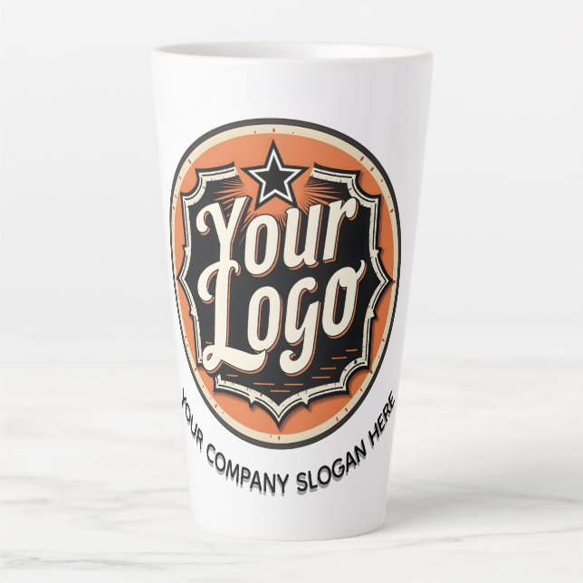 Simple Custom Logo and Text Business Latte Mug (Front)