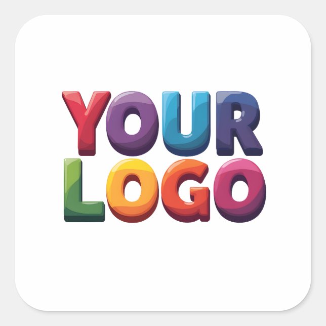 Simple Custom Logo and Text Business Square Sticker (Front)