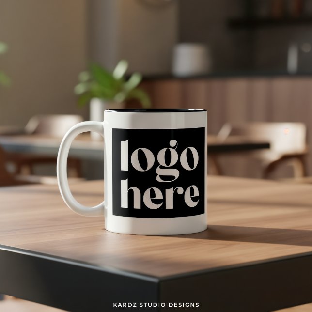 Simple Custom Logo Branded Mug (Two-tone mug shown in an 11-oz size. Add your logo and choose size and style.)