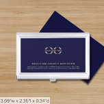 Simple Custom Logo  Business Card Holder<br><div class="desc">Elevate your networking game with this simple, sleek, and professional business card case. The navy blue background features your logo, company name, address, contact information and website in classic golden typography in the lower thirds add a touch of sophistication to your business interactions. Stay organised and make a lasting impression...</div>