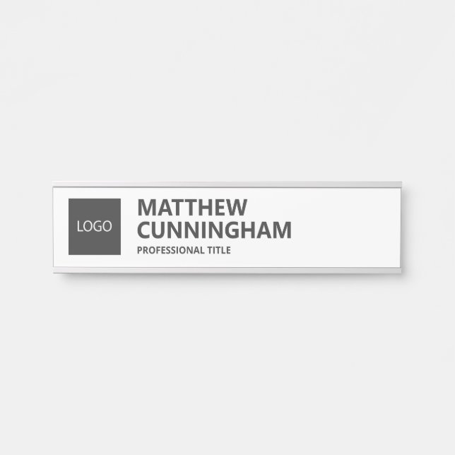 Simple Custom Logo Employee Name Job Title Door Sign (Front)