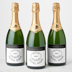 Simple Custom Logo Hotel Name Any Colour   Sparkling Wine Label
