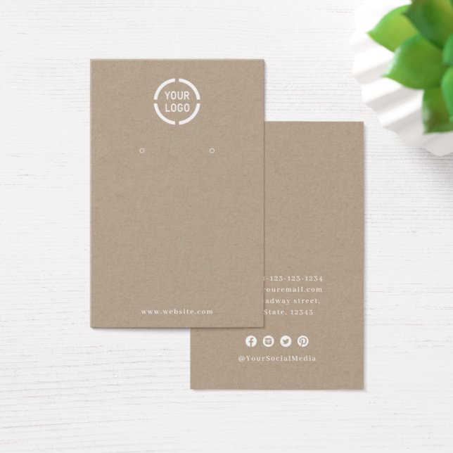 Simple custom logo kraft earring display (Desk)