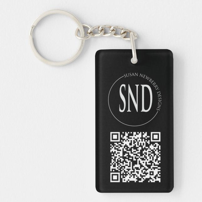 Simple Custom Logo QR Code Business Key Ring (Front)
