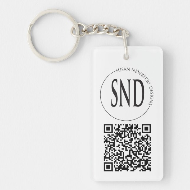 Simple Custom Logo QR Code Business Key Ring (Front)