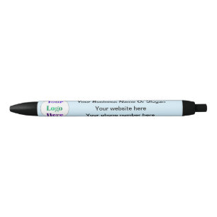 Simple Custom Logo Small Business Light Blue Black Ink Pen