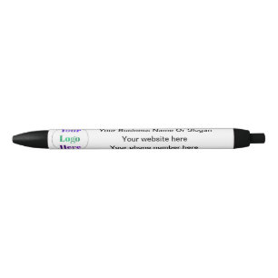 Simple Custom Logo Small Business White  Black Ink Pen