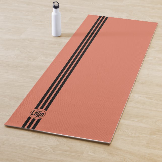 Simple Custom Logo Three Stripes  Black Orange  Yoga Mat (In Situ)