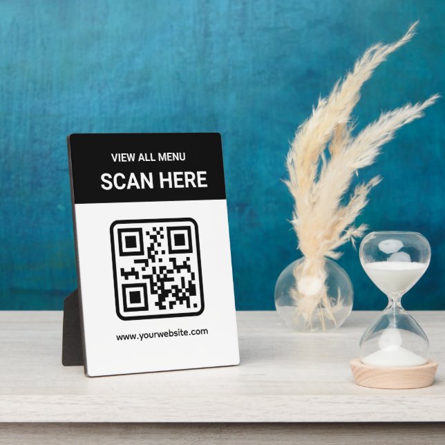 Simple Custom Modern QR Code | Digital Menu Plaque (Side)