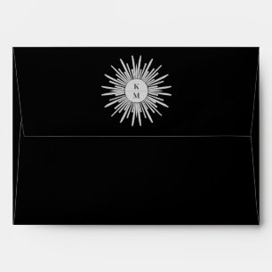 Simple Custom Monogram Black and White 5x7 Wedding Envelope