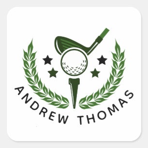 Simple Custom Monogram Golfer Name Square Sticker