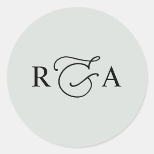 Simple Custom Monogram Sage Green Personalised Classic Round Sticker
