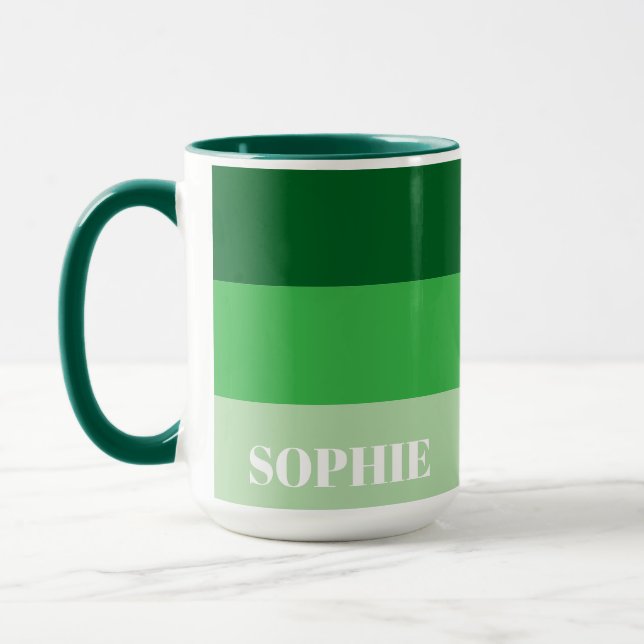 Simple Custom Name Modern Stylish Green Colour Mug (Left)