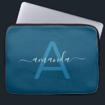 Simple Custom Name & Monogrammed Blue Personalised Laptop Sleeve<br><div class="desc">Simple Custom Name & Monogrammed Blue Personalised Laptop Sleeve.</div>