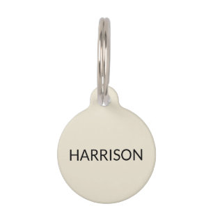 Simple custom off white dog cat name Info Pet Tag